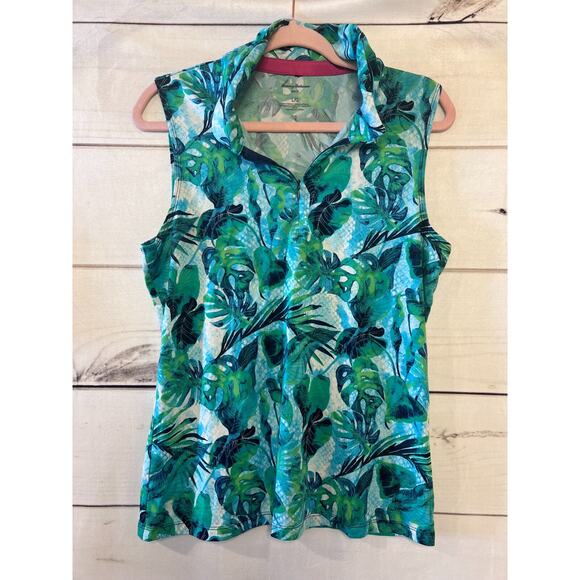Tommy Bahama Womens Golf Top Size Large Tropical - Picture 1 of 5